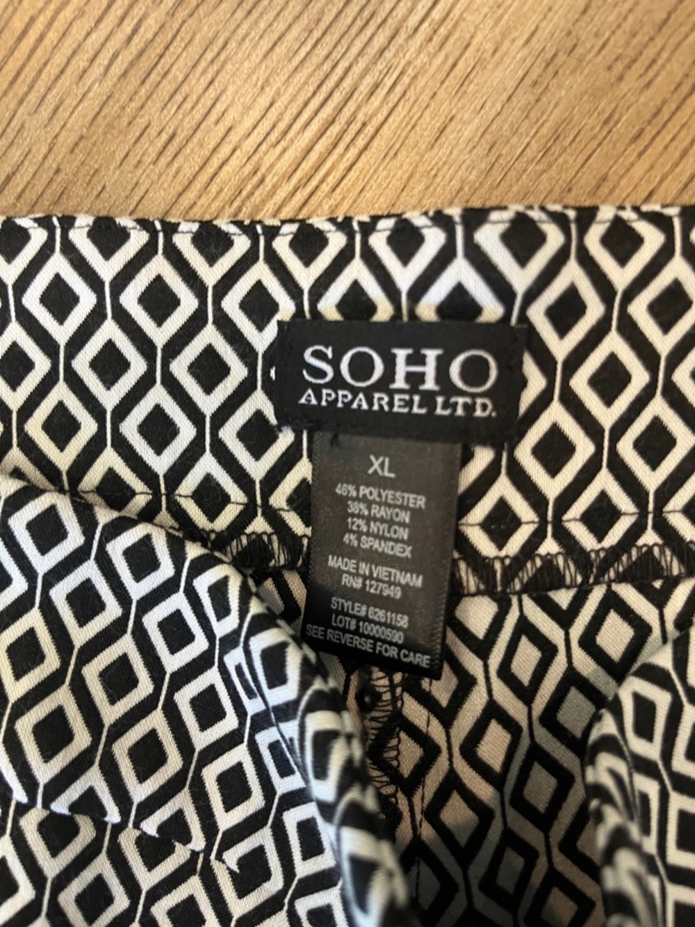 Talbots Black & White Diamond-Print Slim Trousers - Picture 2 of 5